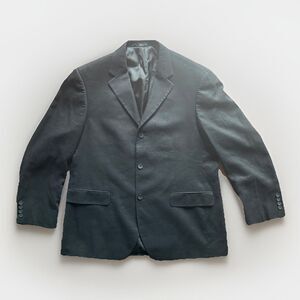 Geoffrey Bean Blazer Jacket Sport Coat Mens 44R Linen Blend Black 3 Button